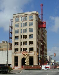 Building restoration in progress in Downtown Greenville